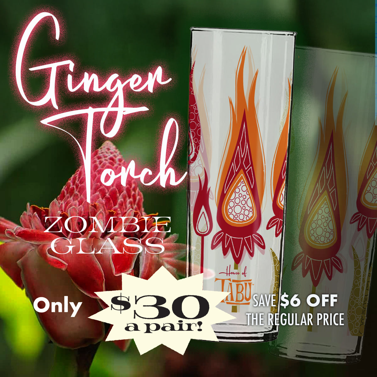 Ginger Torch Zombie Glass Set